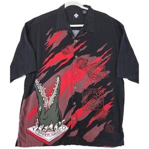 Vintage Tabasco Shirt Mens XL Black Alligator Graphic Short Sleeve Button